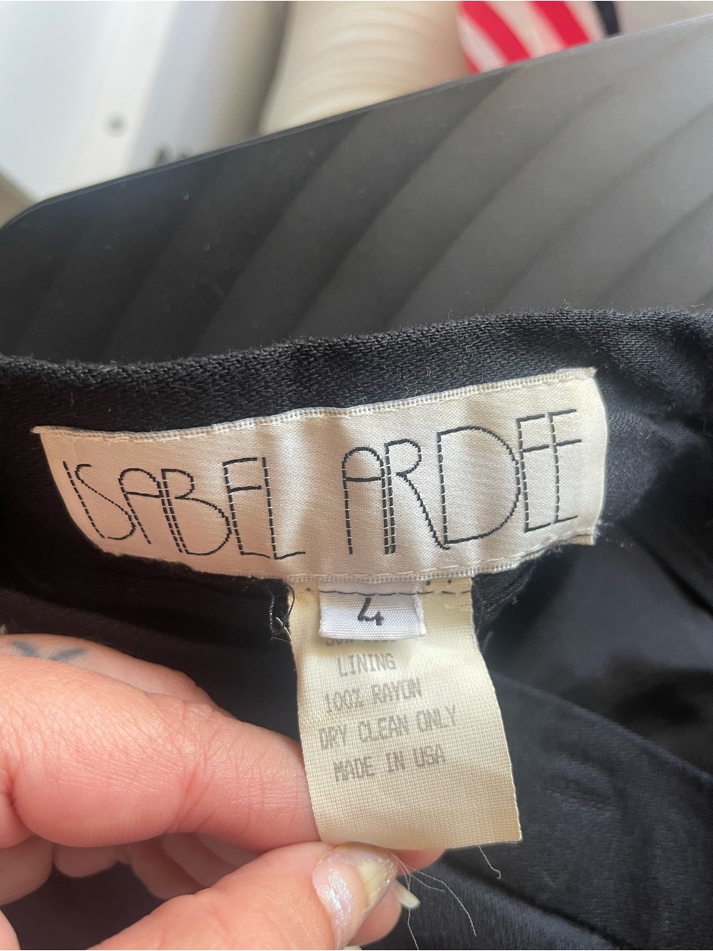 Vintage Isabel Ardee Wool High-Waist Black Pencil Midi Skirt with Front Slit - Picture 4 of 6